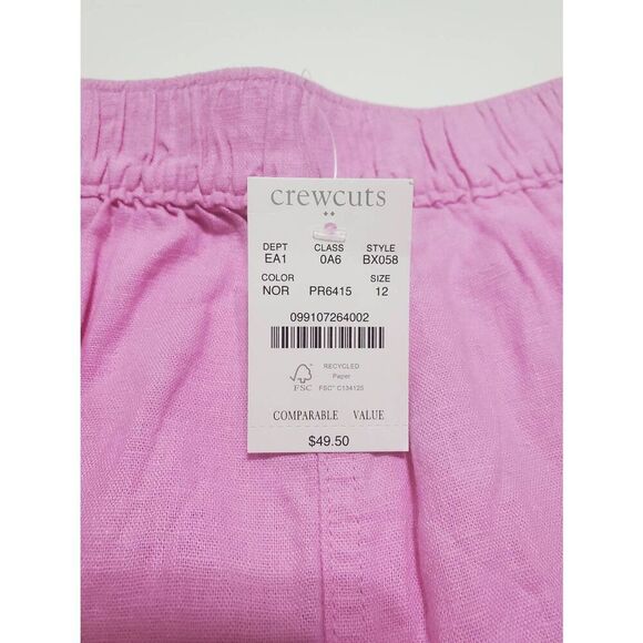 Crewcuts Girls Ruffle Hem Solid Pink Linen Blend Pull On Shorts Summer Vacation - Picture 2 of 5
